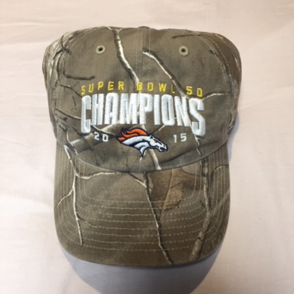 '47 Denver Broncos Hat Cap 2015 NFL Super Bowl 50 Champions Realtree Camo Rare